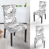 Cute French Bulldog Head Pattern Dining Chair Slipcover
