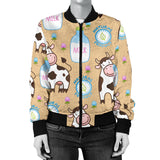 Cow Bottle Of Milk Pattern Women'S Bomber Jacket