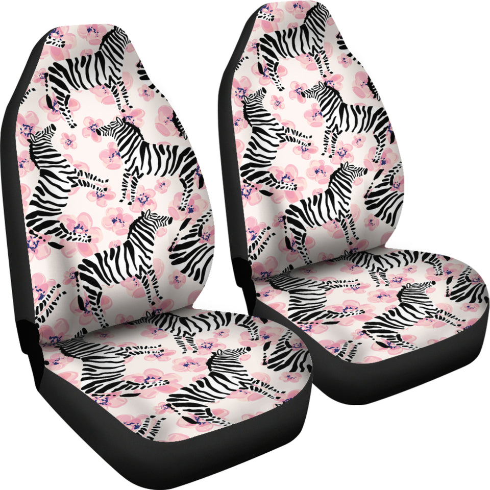 Zebra Pink Flower Background  Universal Fit Car Seat Covers