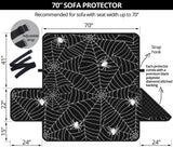 Spider web design pattern Black background white cobweb Sofa Cover Protector