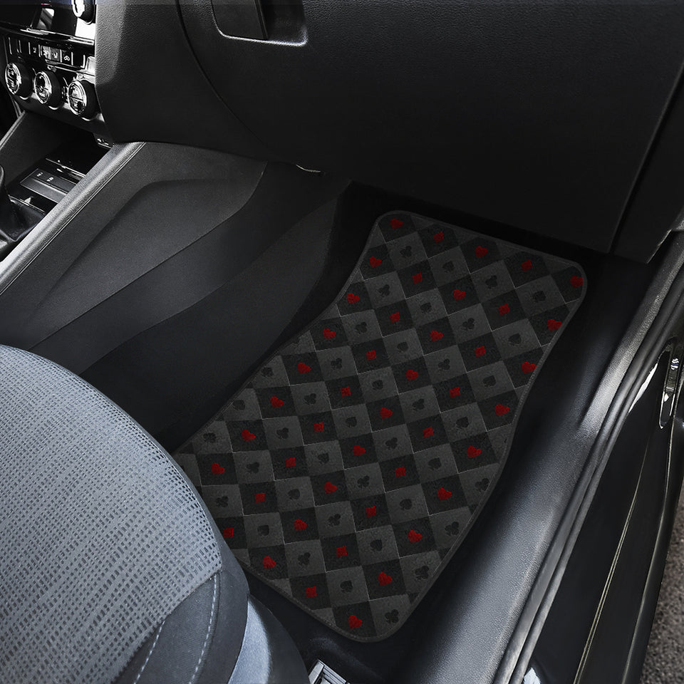 Casino Cards Suits Pattern Print Design 05 Front Car Mats