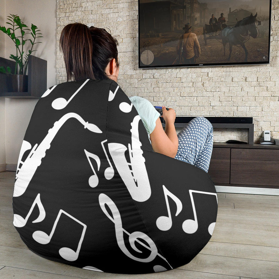 Saxophone Music Notes Treble Clef Black White Theme Bean Bag Cover