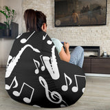 Saxophone Music Notes Treble Clef Black White Theme Bean Bag Cover
