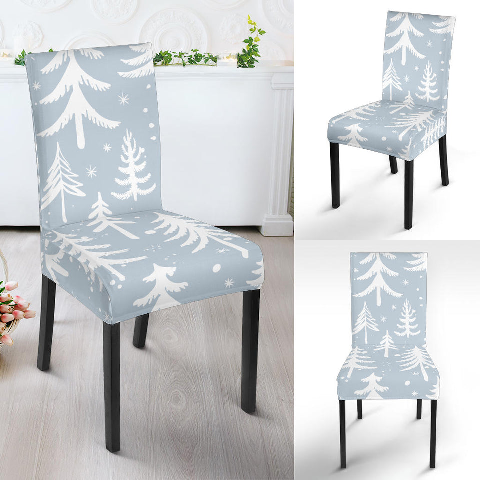 Christmas Tree Winter Forest Pattern Dining Chair Slipcover