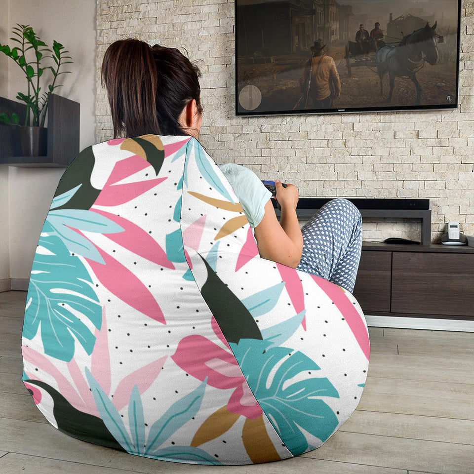 Toucan Tropical Flower Leave Pattern Bean Bag Cover