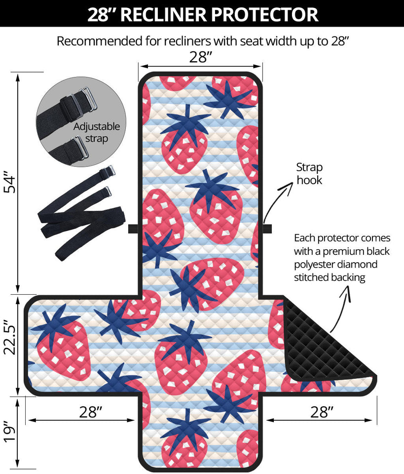 Strawberry pattern blue lines background Recliner Cover Protector