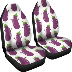 Eggplant Pattern Print Design 01 Universal Fit Car Seat Covers