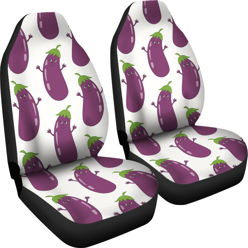 Eggplant Pattern Print Design 01 Universal Fit Car Seat Covers