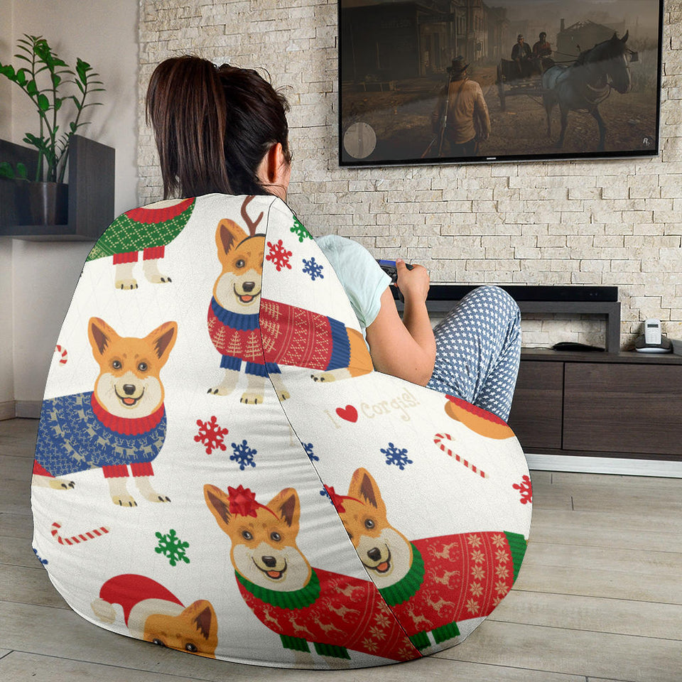 Corgi Christmas Pattern Bean Bag Cover
