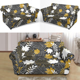 Beautiful Gold Autumn Maple Leaf Pattern Loveseat Couch Slipcover