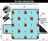 electric guitar pattern light blue background Sofa Cover Protector