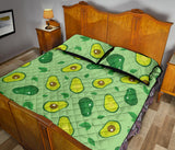 Avocado pattern green background Quilt Bed Set