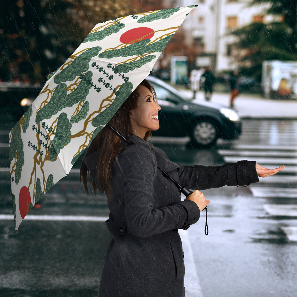 Bonsai Red Sun Japanese Pattern Umbrella