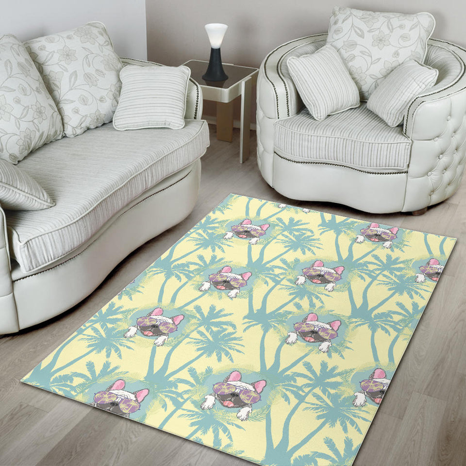 French Bulldog Hawaii Blackground Area Rug