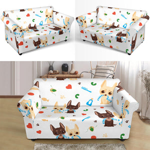 Cute Chihuahua Dog Pattern Loveseat Couch Slipcover