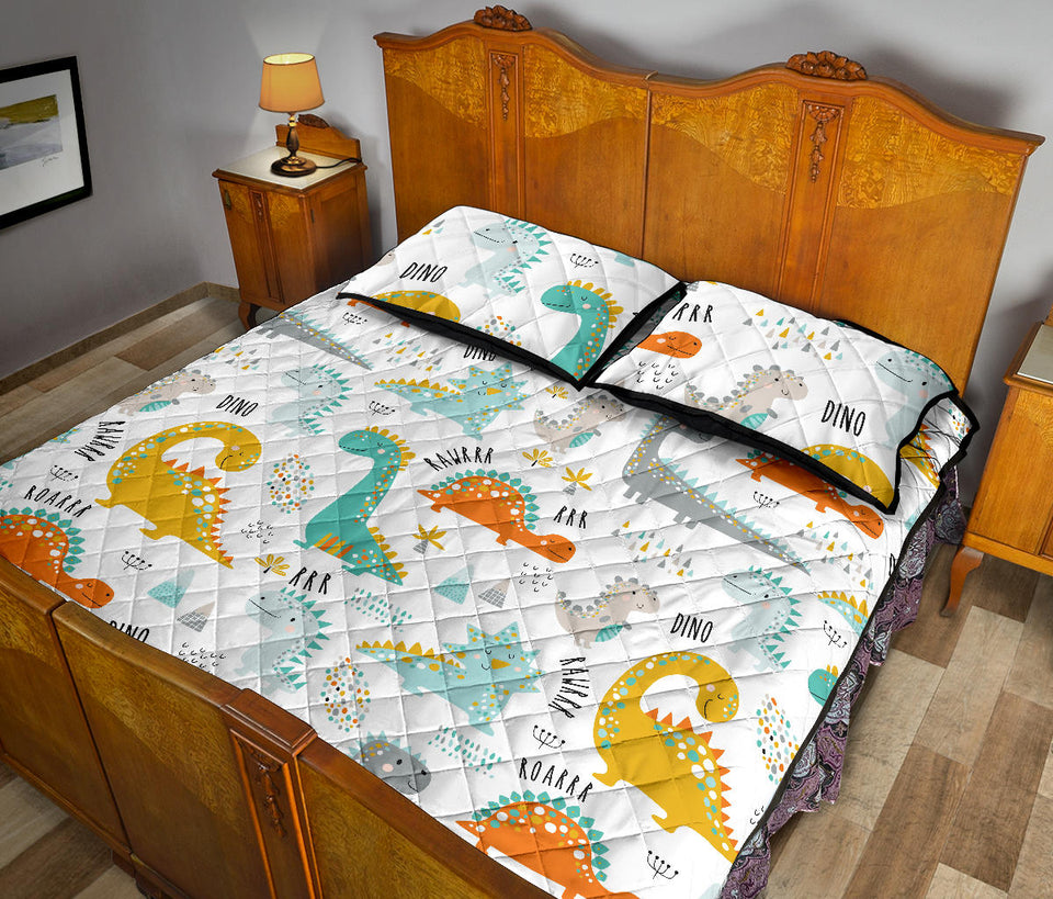 Cute funny kids dinosaurs pattern Quilt Bed Set