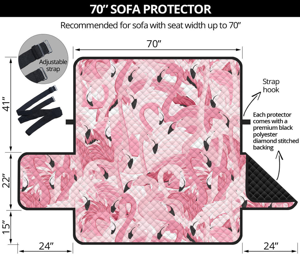 Pink flamingos pattern background Sofa Cover Protector