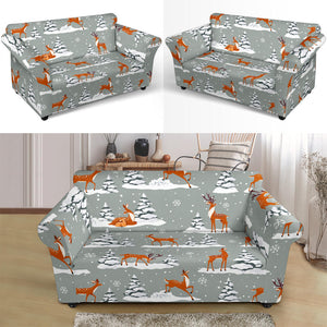 Beautiful Deers Winter Christmas Loveseat Couch Slipcover