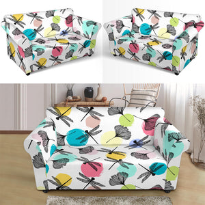 Dragonflies Ginkgo Leaves Pattern Loveseat Couch Slipcover