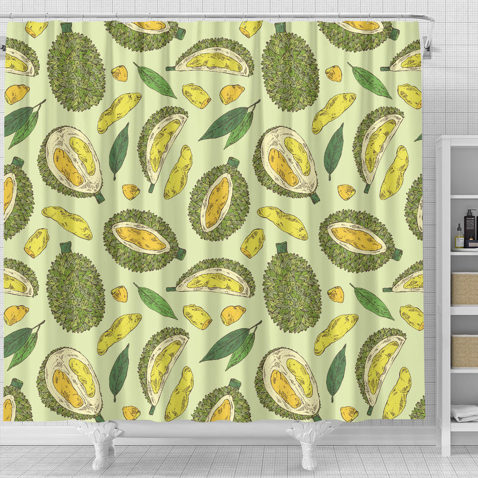 Durian Leaves Pattern Background Shower Curtain Fulfilled In US