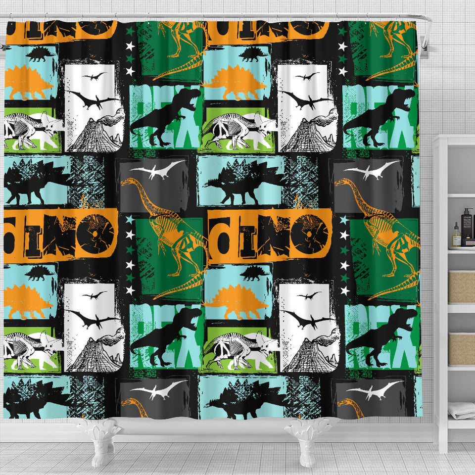 Dinosaurs Print Pattern Shower Curtain Fulfilled In US