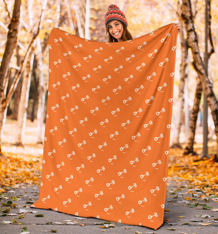 Engine Piston Orange Background Pattern Print Design 05 Premium Blanket