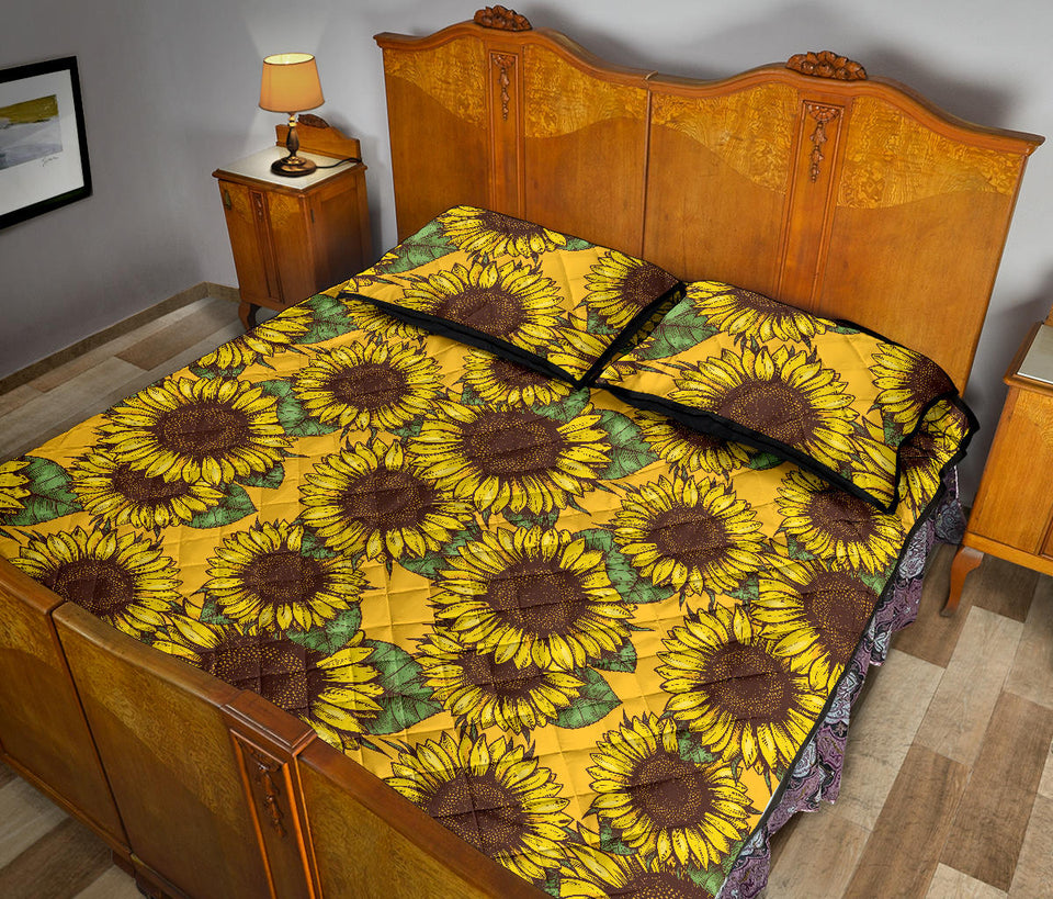 Sunflower pattern Quilt Bed Set