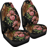 Horse Head Wild Roses Pattern Universal Fit Car Seat Covers