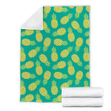Pineapples Pattern Green Background Premium Blanket