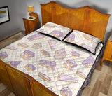 Cakes pies tarts muffins and eclairs purple blueberry topping pattern Quilt Bed Set