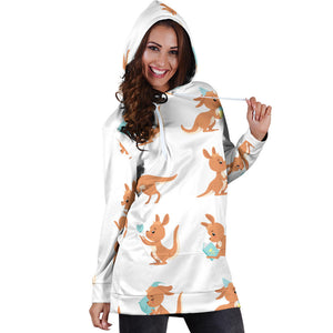 Cute Kangaroo Pattern Women'S Hoodie Dress