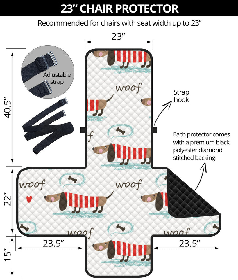Cute dachshund bone pattern Chair Cover Protector