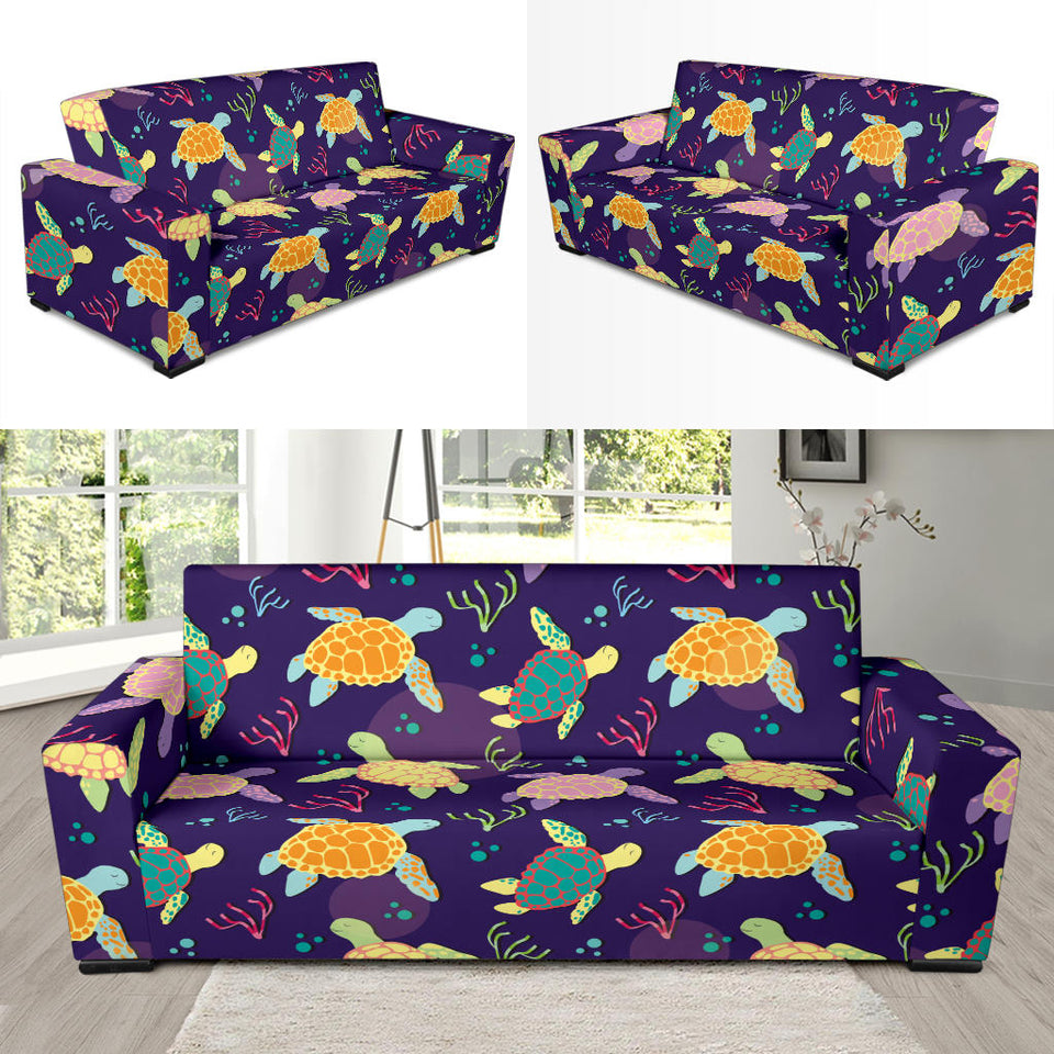 Colorful Sea Turtle Pattern Sofa Slipcover