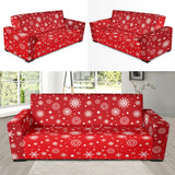 Snowflake Pattern Red Background Sofa Slipcover