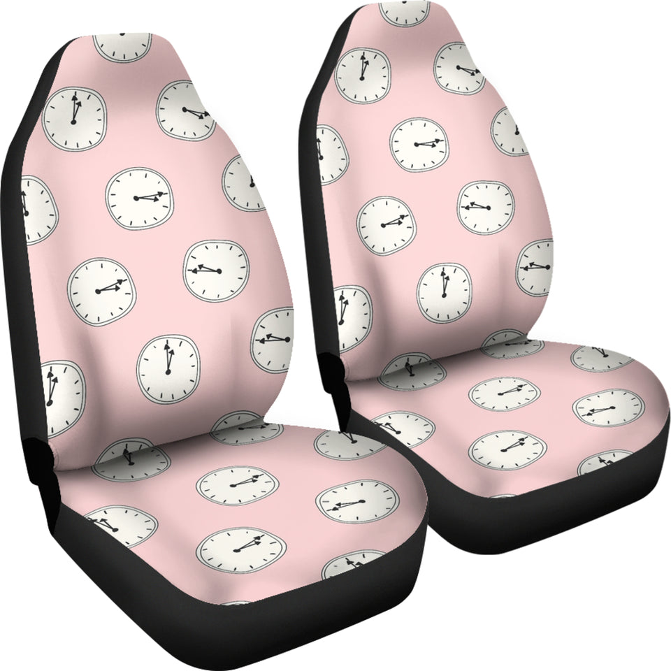 Clock Pattern Pink Blackground Universal Fit Car Seat Covers