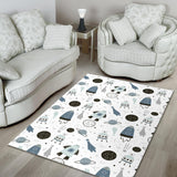 Hand Drawn Space Elements Space Rocket Star Planet Space Probe Area Rug