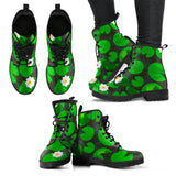 Frog Waterlily Pattern Leather Boots