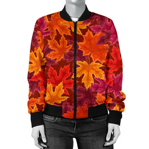 Autumn Maple Leaf Pattern Women'S Bomber Jacket