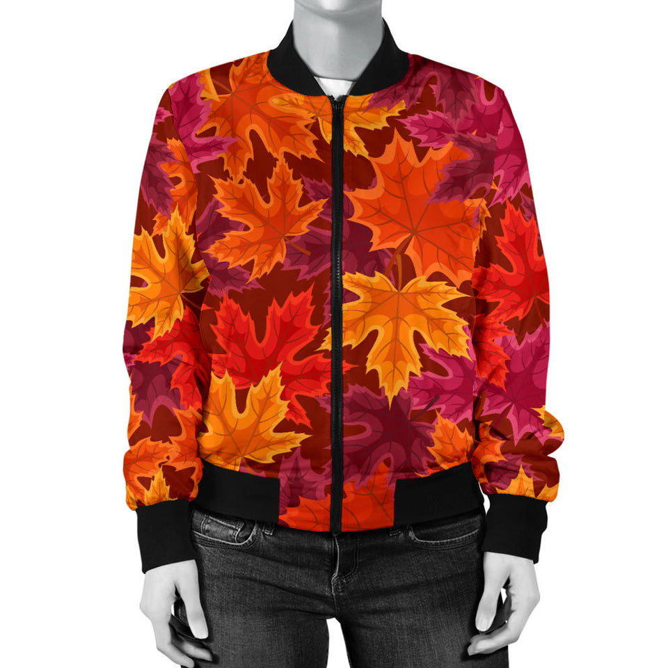 Autumn Maple Leaf Pattern Women'S Bomber Jacket