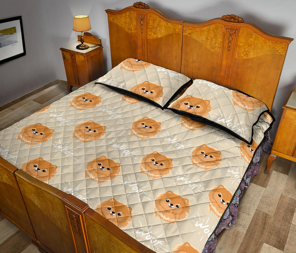 Cute brown pomeranian puppy Quilt Bed Set