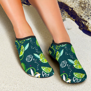 Lime Ice Flower Pattern Aqua Shoes