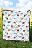 Watercolor Helicopter Cloud Pattern Premium Quilt