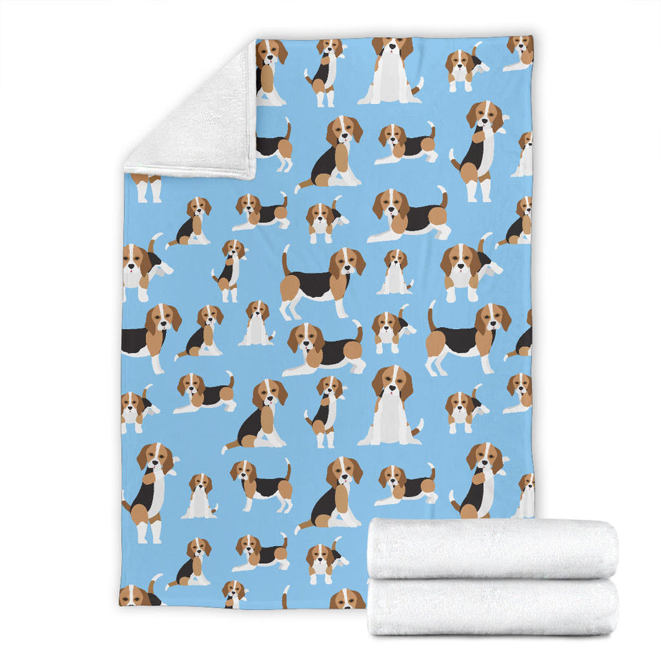 Beagle Dog Blue Background Pattern Premium Blanket