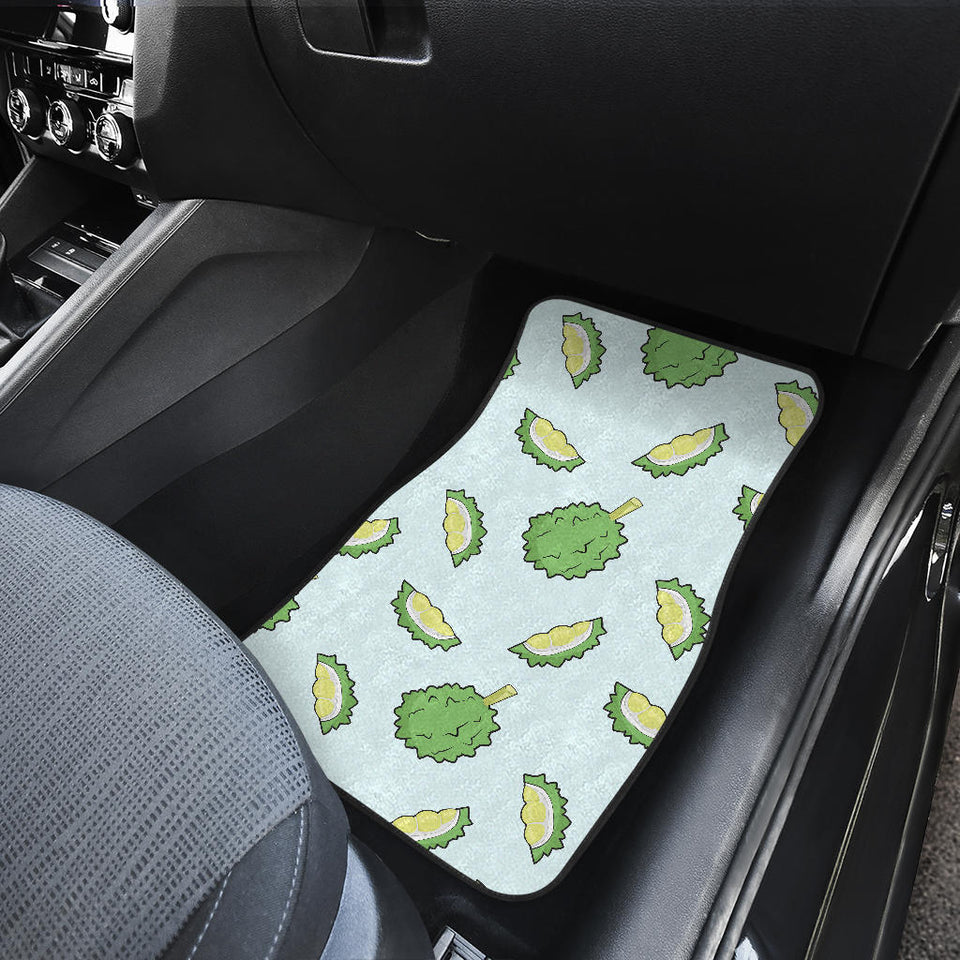 Durian Pattern Blue Background Front And Back Car Mats
