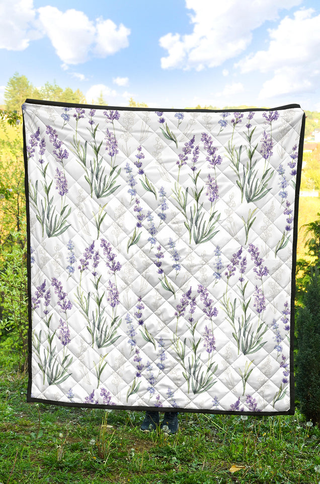 Hand Painting Watercolor Lavender Premium Quilt