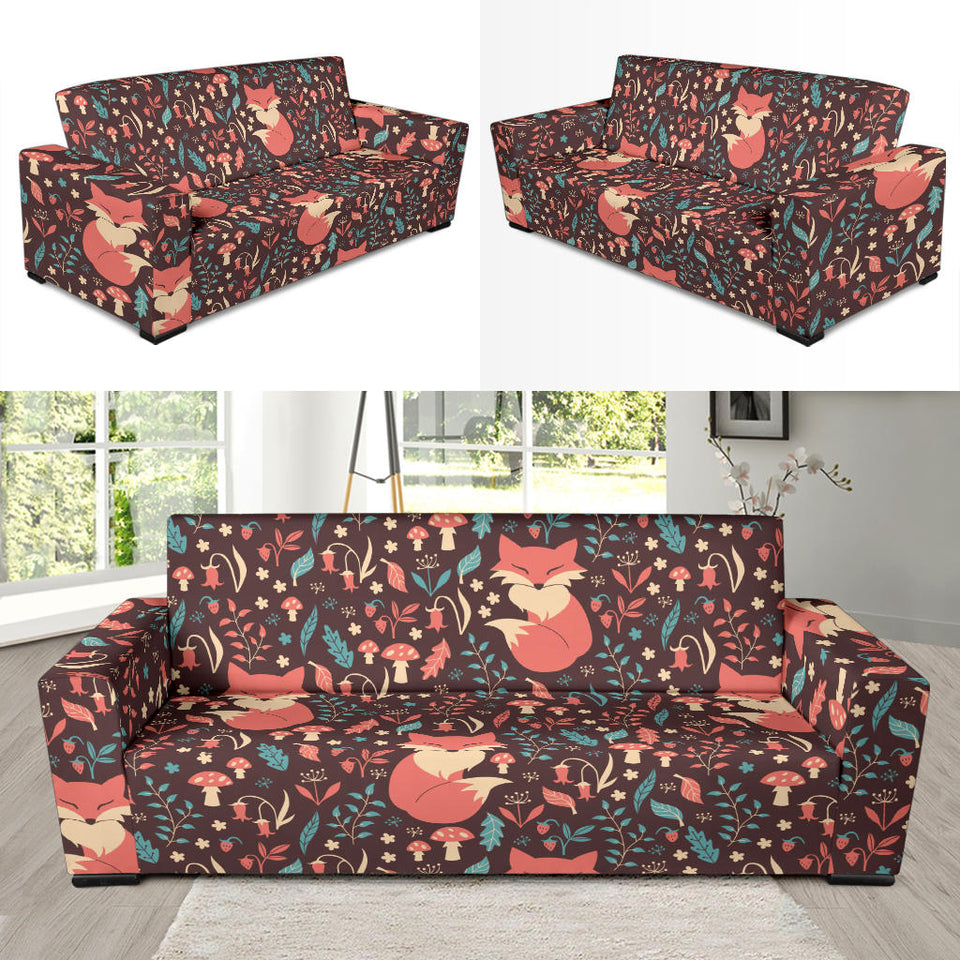 Fox Leaves Mushroom Pattern Sofa Slipcover