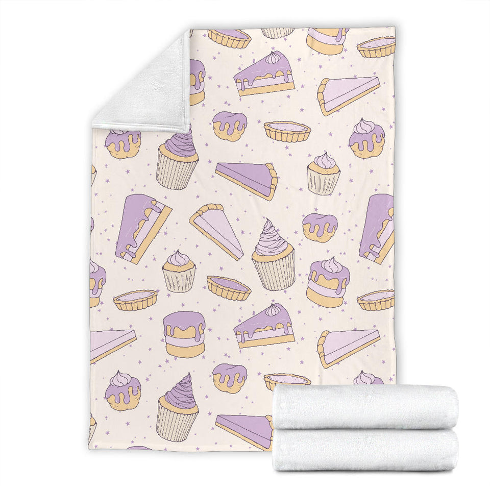 Cakes Pies Tarts Muffins And Eclairs Purple Blueberry Topping Pattern Premium Blanket