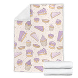 Cakes Pies Tarts Muffins And Eclairs Purple Blueberry Topping Pattern Premium Blanket