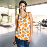Orange Maple Leaf pattern Women Racerback Tank Top