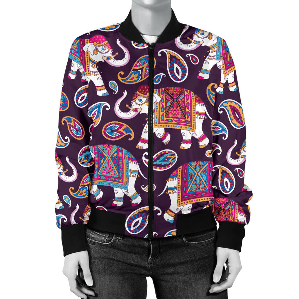 Elephant Indian Style Ornawomen'St Pattern Women'S Bomber Jacket
